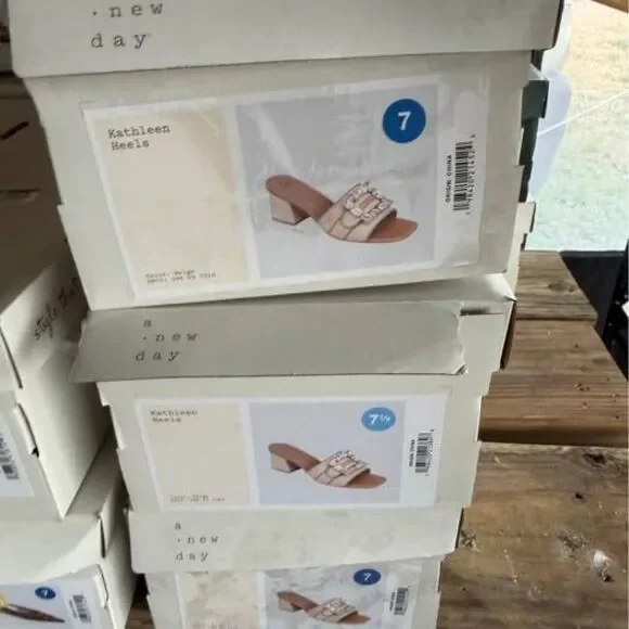 A New Day Kathleen Rhinestone Buckle Heeled Mules - Picture 10 of 10